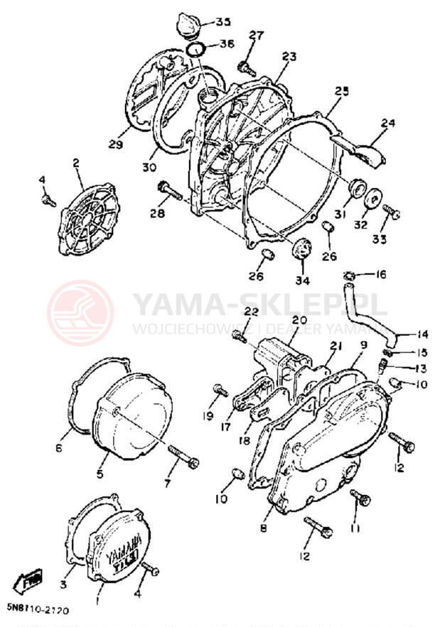 Schemat "Pokrywa silnika" do Yamaha XJ650K