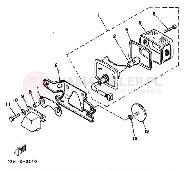 Schemat "lampa tył" do Yamaha RX50K