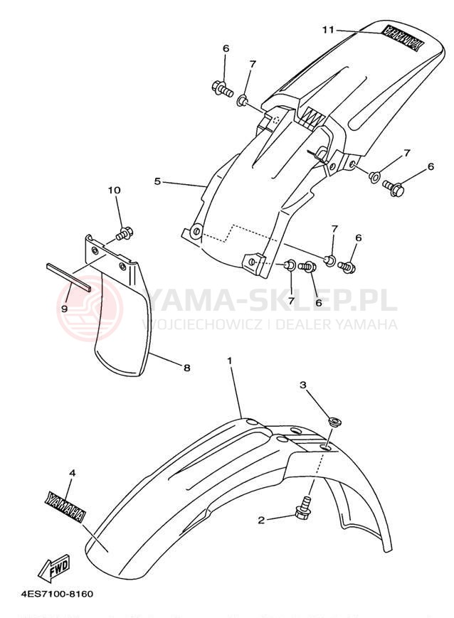 Schemat "błotnik" do Yamaha YZ80 YZ80K1