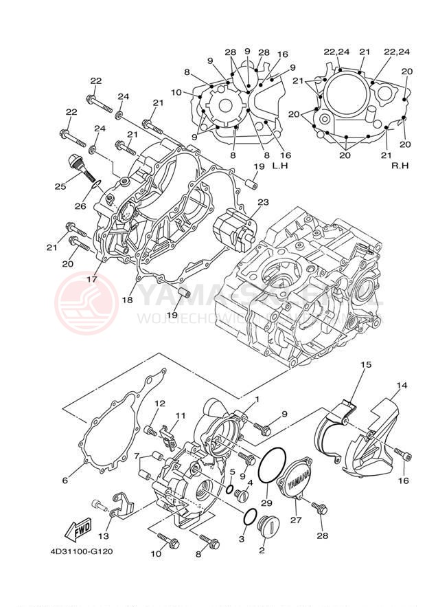 Schemat "Pokrywa silnika" do Yamaha RAPTOR 250 YFM25RZW