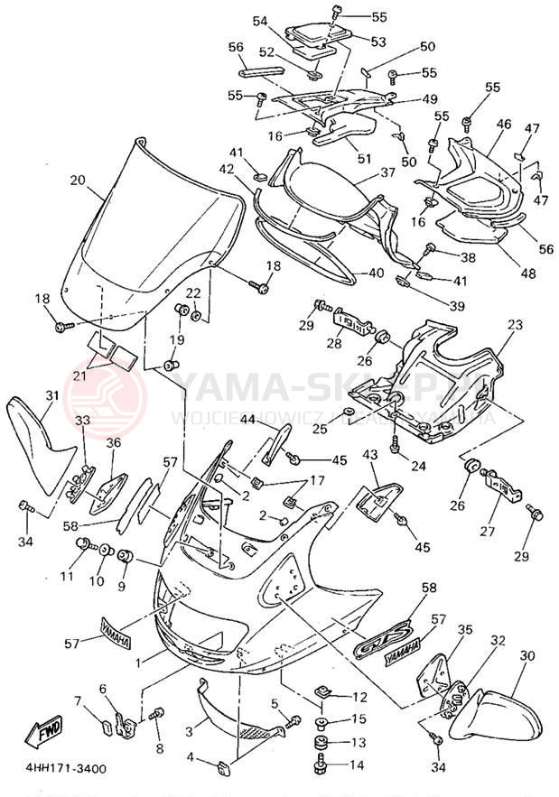 Schemat "elementy nadwozia" do Yamaha GTS1000AFC/GTS1000AF