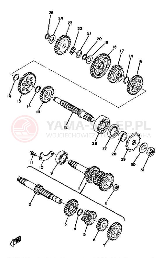 Schemat "Skrzynia biegów " do Yamaha YZ80A