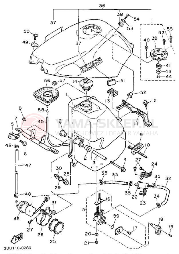 Schemat "zbiornik paliwa" do Yamaha FZR600RAC