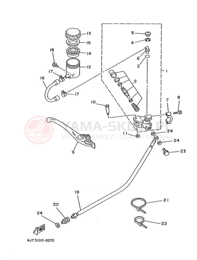 Schemat "Pompa hamulcowa przednia" do Yamaha TZ125 TZ125