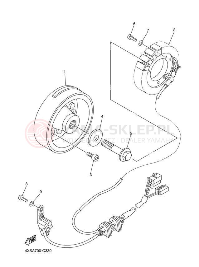 Schemat "prądnica" do Yamaha V STAR CUSTOM XVS65S/XVS65SC