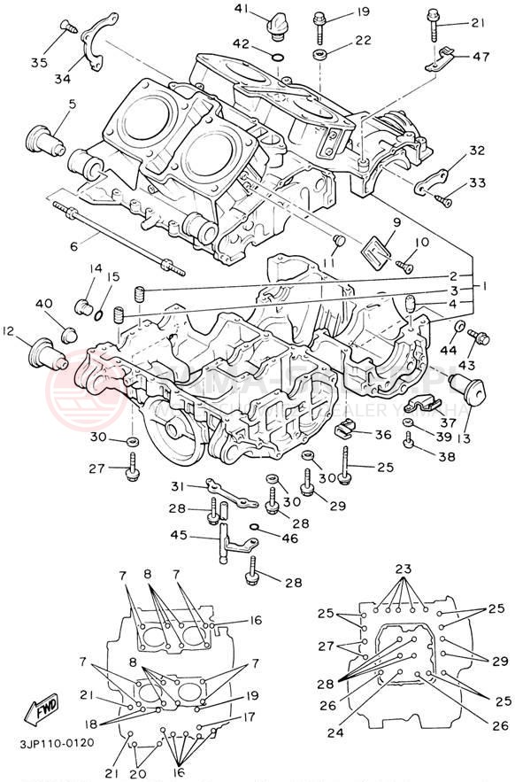 Schemat "Obudowa silnika" do Yamaha V-MAX VMX1200M/VMX1200MC