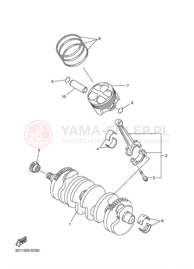 Schemat "Wał korbowy, tłok" do Yamaha FZ1 FZS10W/FZS10WC