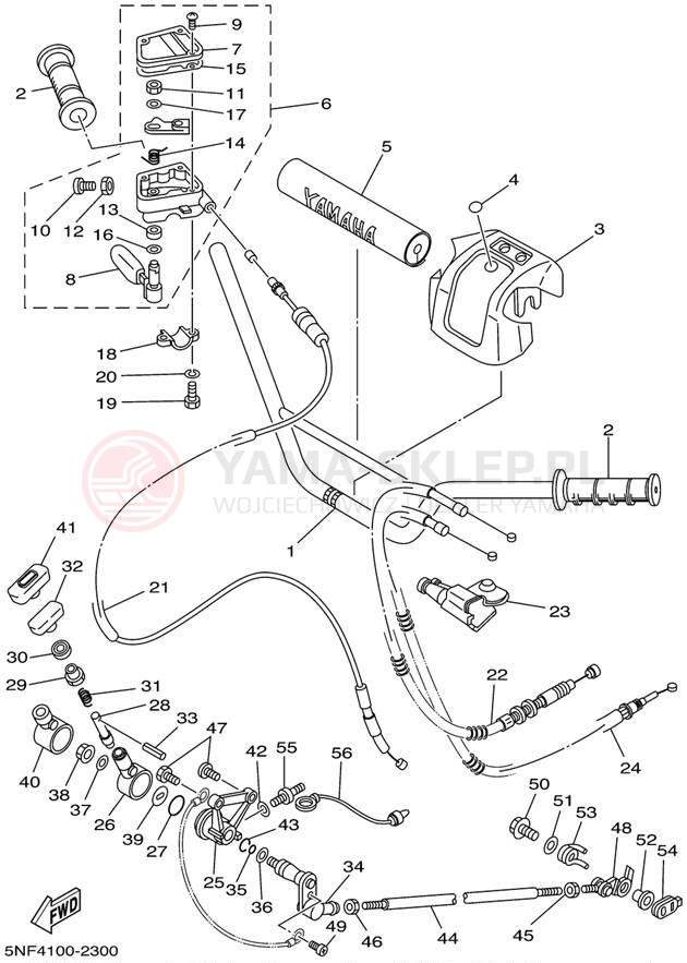 Schemat "Kierownica i osprzęt" do Yamaha WARRIOR YFM350XP/YFM350XPC