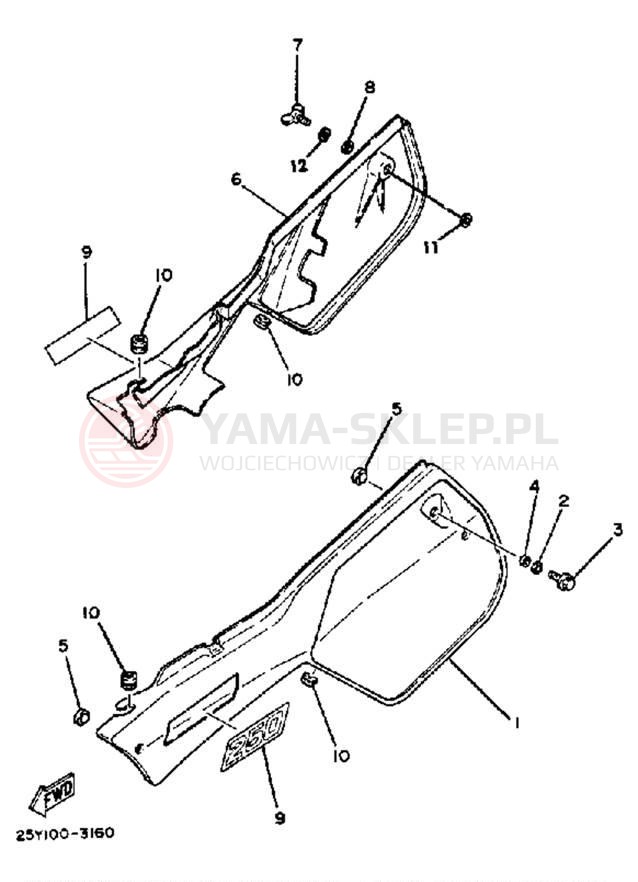 Schemat "Pokrywa boczna" do Yamaha IT250K