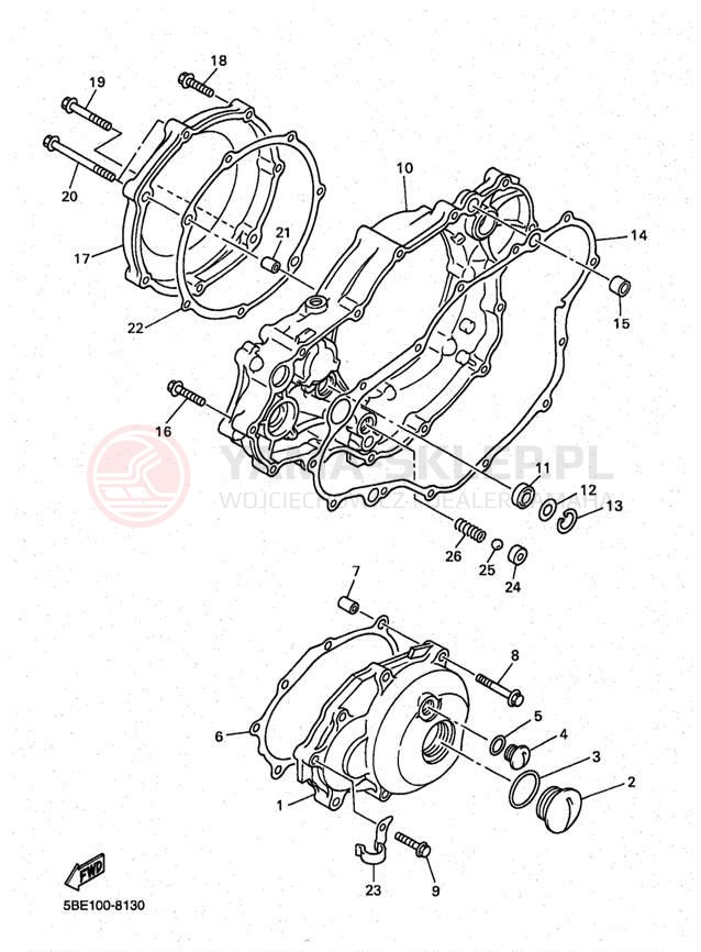 Schemat "Pokrywa silnika" do Yamaha YZ400 YZ400FK