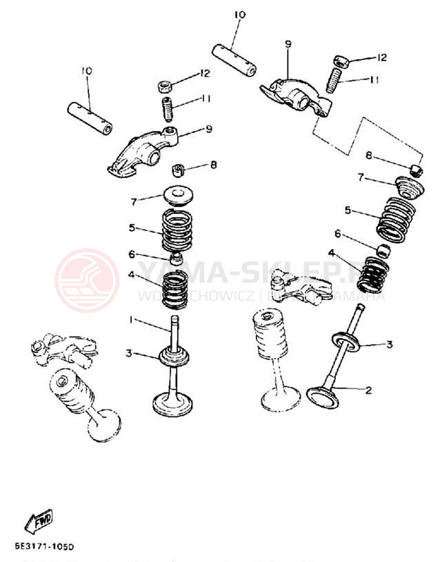 Schemat "zawory" do Yamaha VIRAGO 1100 XV1100W/XV1100WC