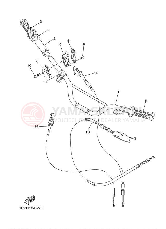 Schemat "Kierownica i osprzęt" do Yamaha TT-R125L TTR125LW