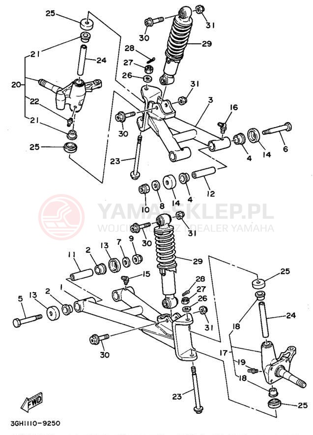 Schemat "Koło przód" do Yamaha MOTO-4 YFM350ERF