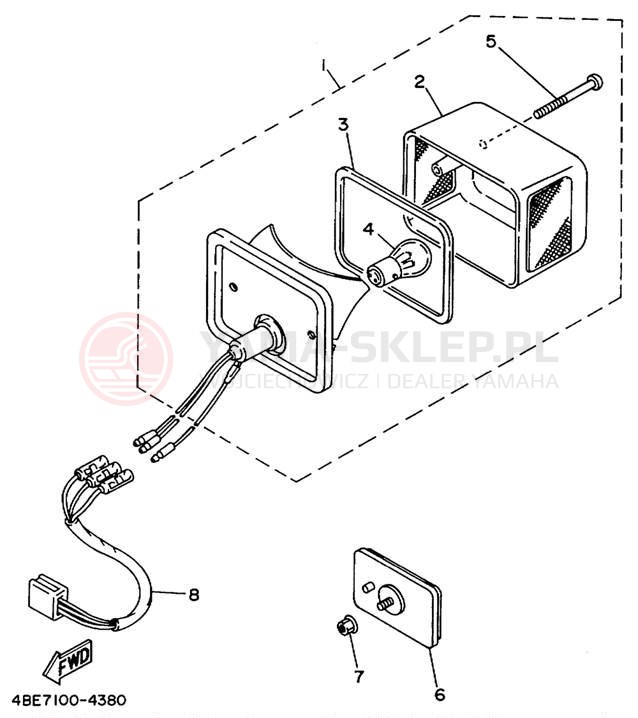 Schemat "lampa tył" do Yamaha SEROW XT225L/XT225LC