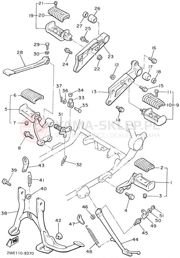 Schemat "Stopka postojowa i podnóżki" do Yamaha V-MAX VMX1200P/VMX1200PC