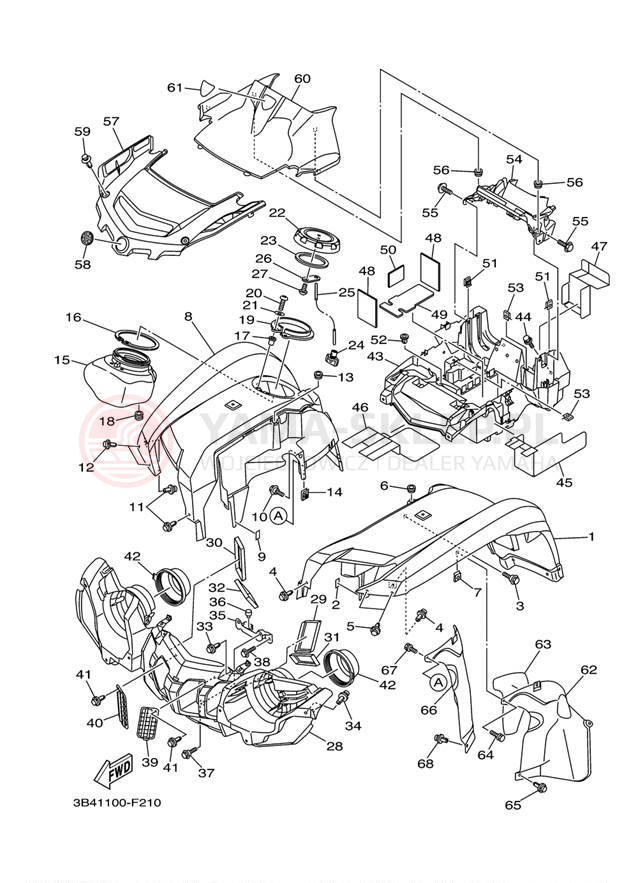 Schemat "Przedni błotnik" do Yamaha GRIZZLY 700 YFM7FGPW