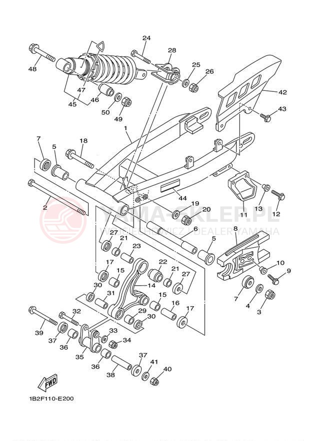 Schemat "wahacz, zawieszenie tył" do Yamaha TT-R125LE TTR125LEW/TTR125EW