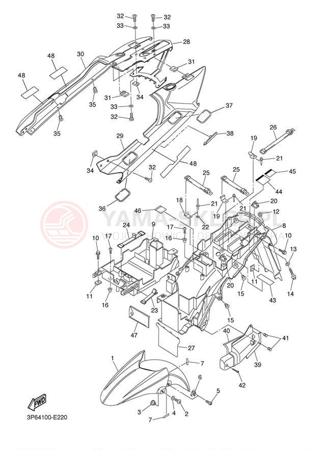 Schemat "błotnik" do Yamaha FJR13ABS FJR13AVC/FJR13AV