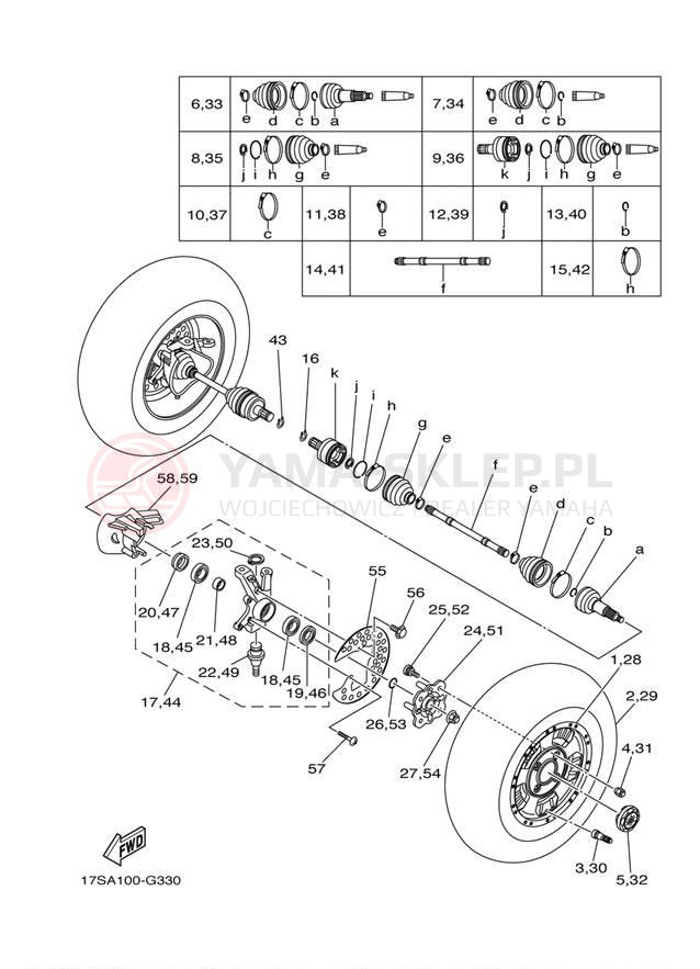 Schemat "Koło przód" do Yamaha GRIZZLY 450 EPS 4WD YFM45FGPAL