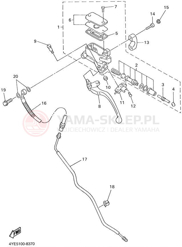 Schemat "Pompa hamulcowa przednia" do Yamaha XVZ13LTN/XVZ13LTNC