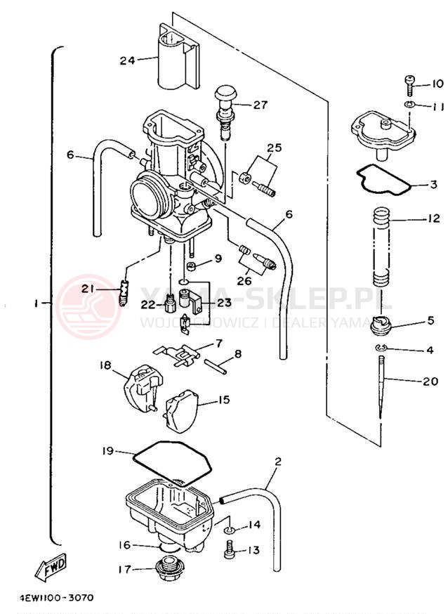 Schemat "Gaźnik" do Yamaha YZ250E1