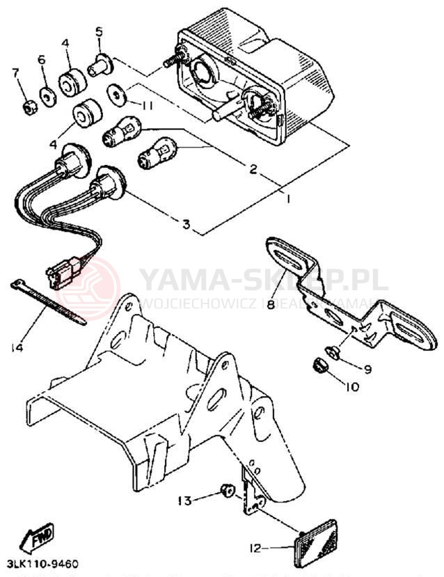 Schemat "lampa tył" do Yamaha FZR1000A/FZR1000AC