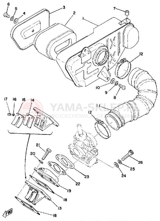 Schemat "Wtrysk paliwa" do Yamaha RS100B