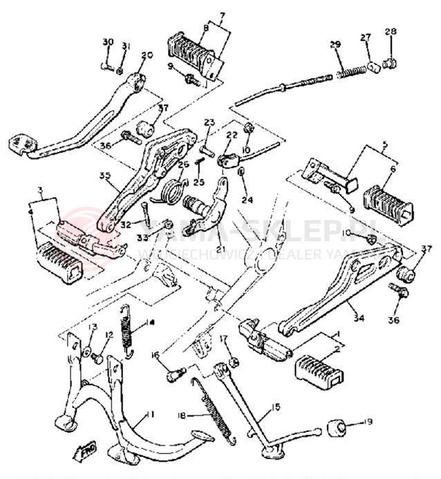 Schemat "Stopka postojowa i podnóżki" do Yamaha XJ650 XJ650H