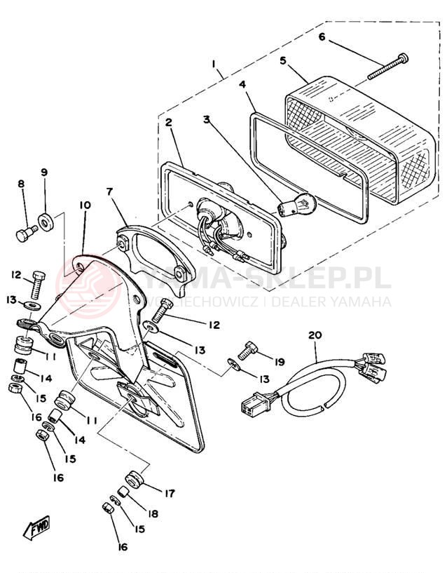 Schemat "Oświetlenie tył" do Yamaha XS750E