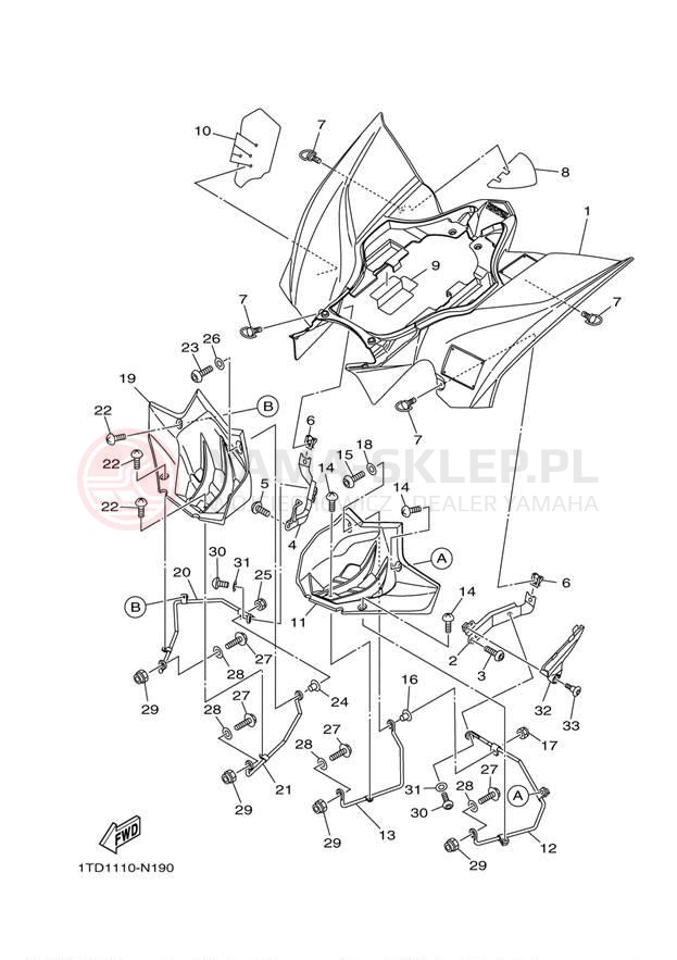 Schemat "Tylny błotnik" do Yamaha YFZ450R YFZ450REO/YFZ450REL