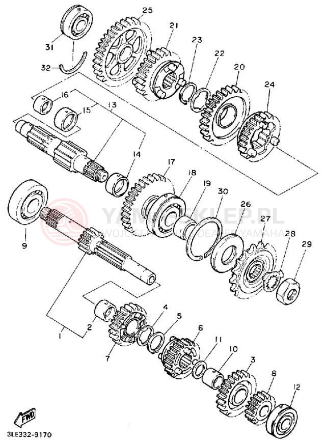 Schemat "Skrzynia biegów " do Yamaha FZR1000BC/FZR1000B