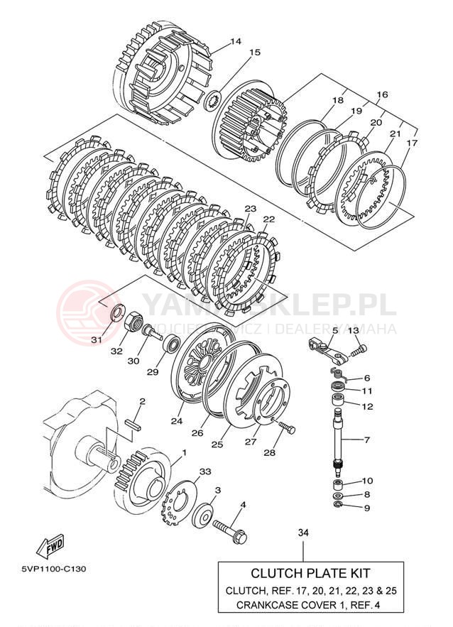 Schemat "sprzęgło" do Yamaha ROAD STAR SPOKE XV17AV/XV17AVC