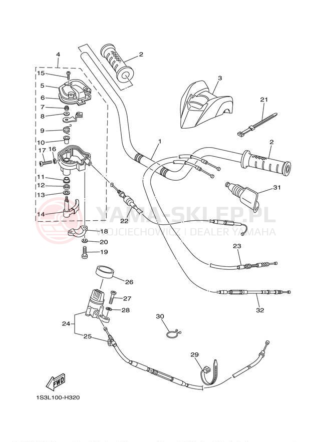 Schemat "Kierownica i osprzęt" do Yamaha 700 SPECIAL EDITION YFM7RSEA