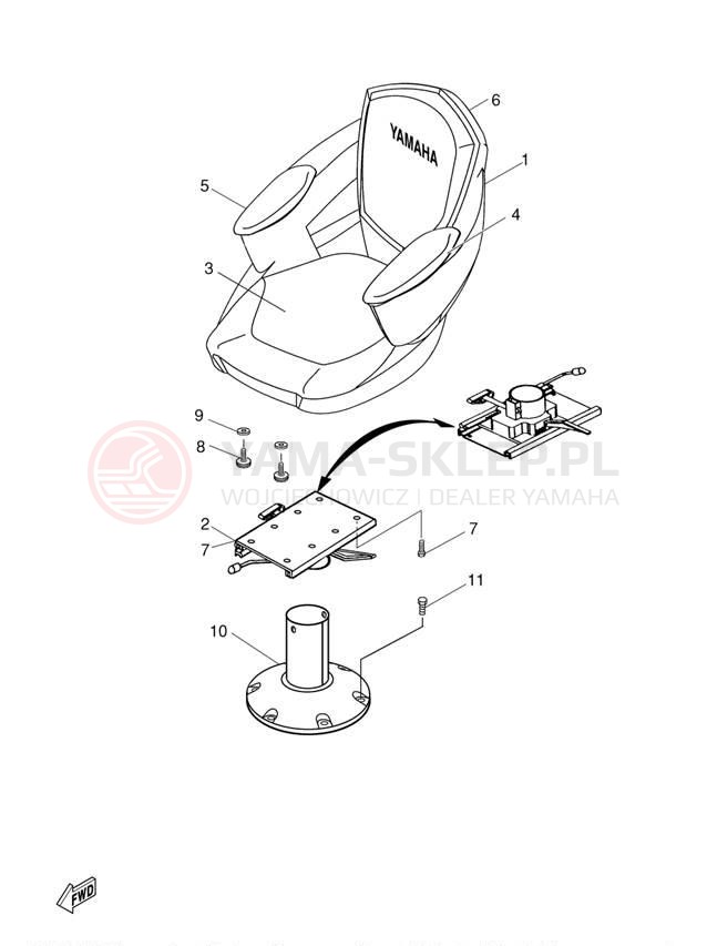Schemat "SWIVEL SEAT" do Yamaha XR1800 XRT1200Z