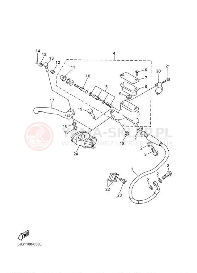 Schemat "Pompa hamulcowa przednia" do Yamaha YZ426F YZ426FM