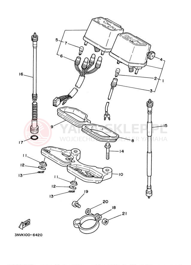 Schemat "licznik" do Yamaha XT350 XT350M/XT350MC