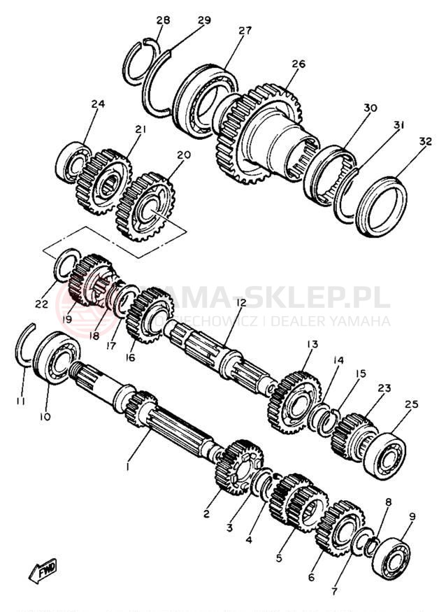 Schemat "Skrzynia biegów " do Yamaha XJ650LH