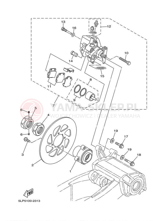 Schemat "Zacisk hamulcowy tylny" do Yamaha 660R RAPTOR YFM660RT