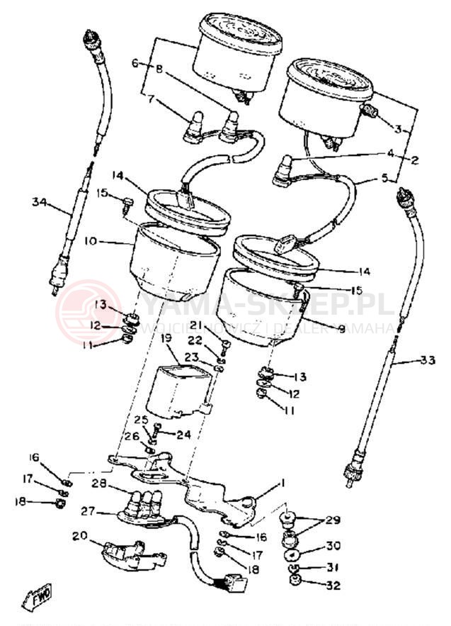 Schemat "Przędkościomierz" do Yamaha XS400SH