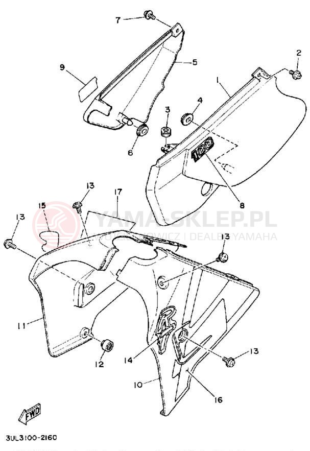 Schemat "Pokrywa boczna" do Yamaha RT100E