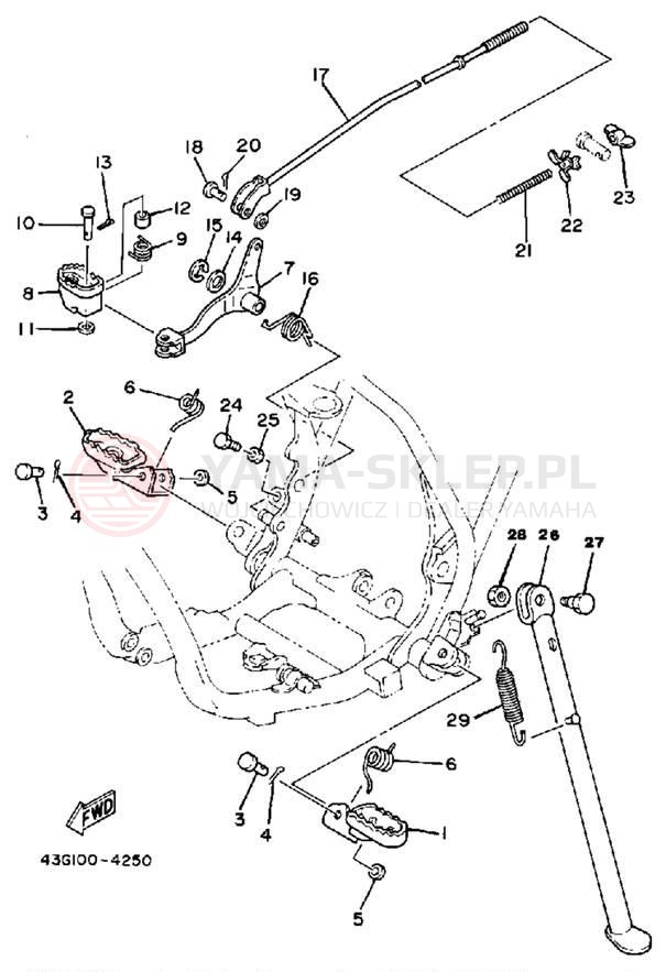 Schemat "Stopka postojowa i podnóżki" do Yamaha IT200N
