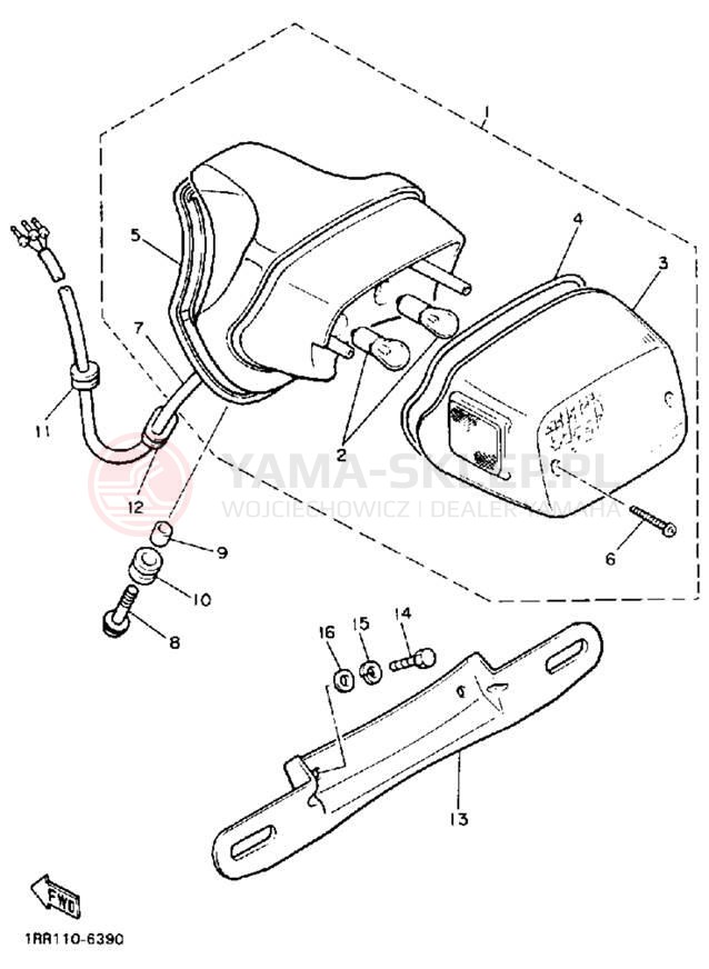 Schemat "lampa tył" do Yamaha VIRAGO 1100 XV1100BC/XV1100B