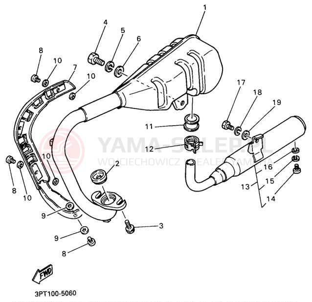 Schemat "Wydech końcowy" do Yamaha PW50J1