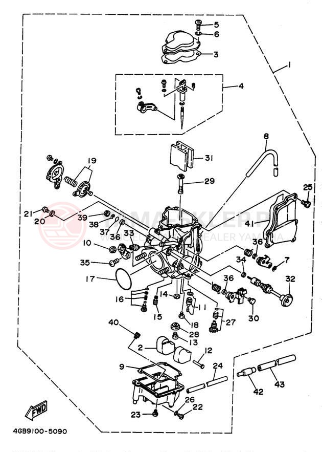 Schemat "Gaźnik" do Yamaha KODIAK 4WD YFM400FWK