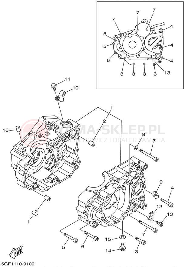 Schemat "Obudowa silnika" do Yamaha TTR250 TTR250N/TTR250NC