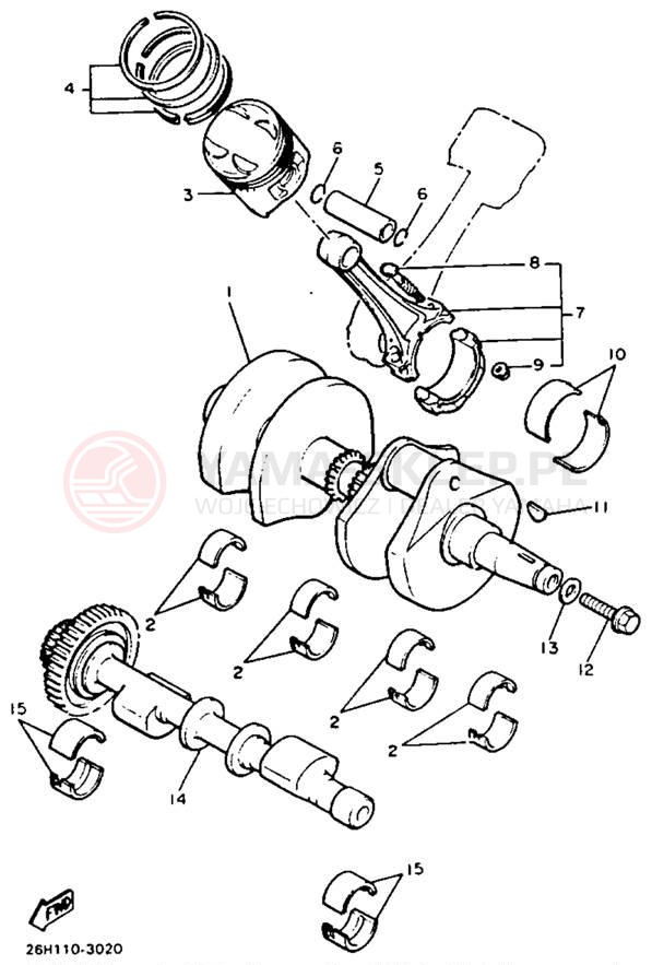 Schemat "Wał korbowy, tłok" do Yamaha XVZ12L/XVZ12KC2