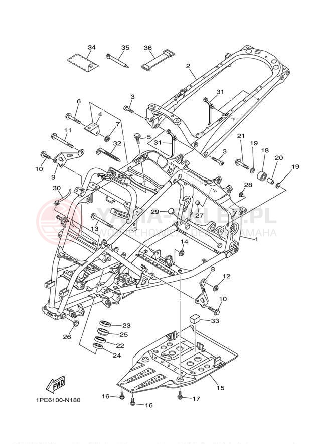 Schemat "rama" do Yamaha RAPTOR 700 YFM700REL/YFM700REO