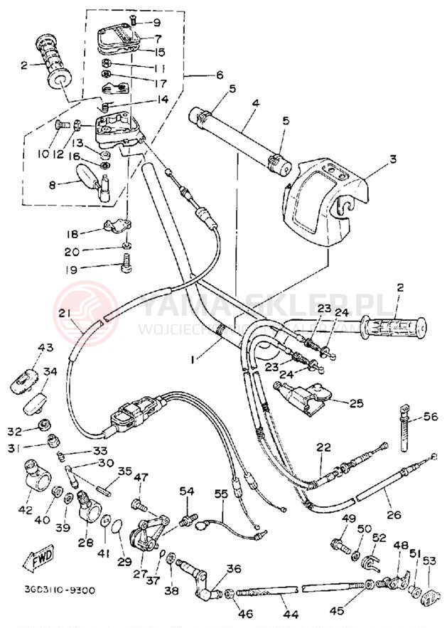Schemat "Kierownica i osprzęt" do Yamaha YFM350XD