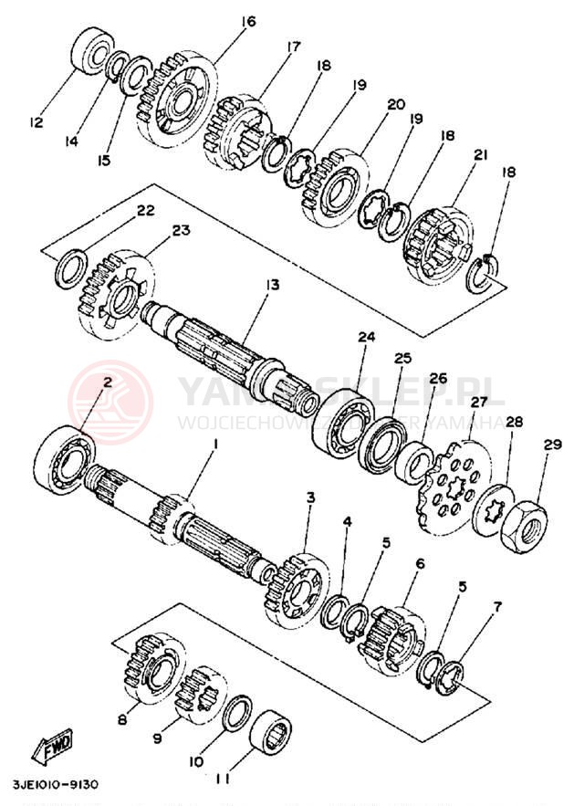 Schemat "Skrzynia biegów " do Yamaha YZ250A