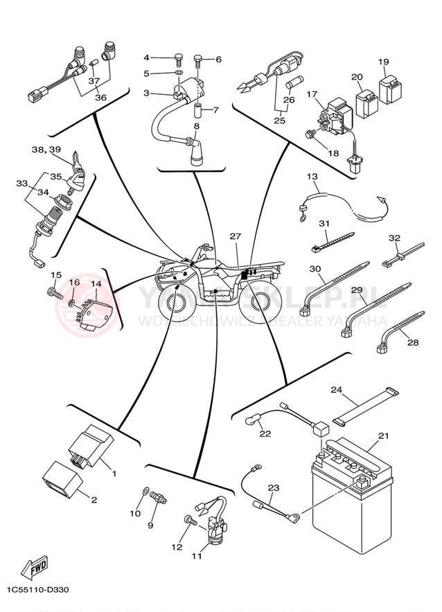 Schemat "układ elektryczny" do Yamaha GRIZZLY 125 HUNTER YFM125GHX
